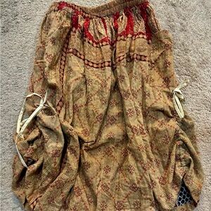 Kantha Reversible Cinched Midi Skirt